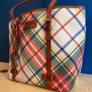 Dooney & Bourke White Tartan Plaid Tote